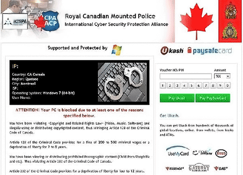 Royal Canadian Mounted Police RCMP Virus